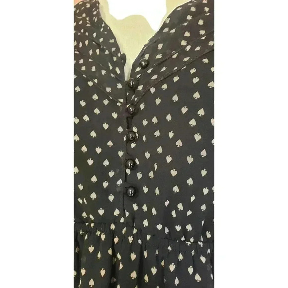 Ezra ace of spades sheer midi dress women size large cinch waist button up front - Picture 2 of 5